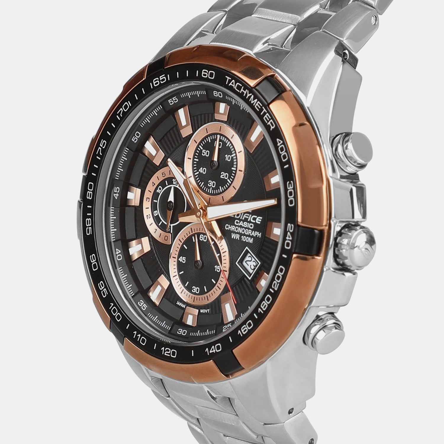 Edifice Men Quartz Black Dial Chronograph Stainless Steel Watch ED368