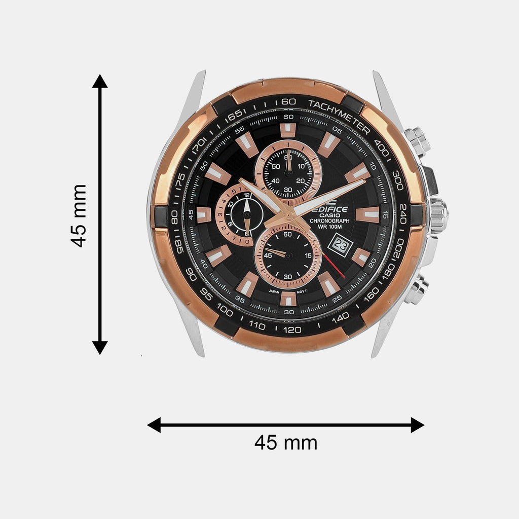 Edifice Men Quartz Black Dial Chronograph Stainless Steel Watch ED368