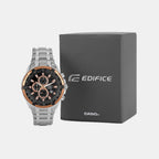 Edifice Men Quartz Black Dial Chronograph Stainless Steel Watch ED368