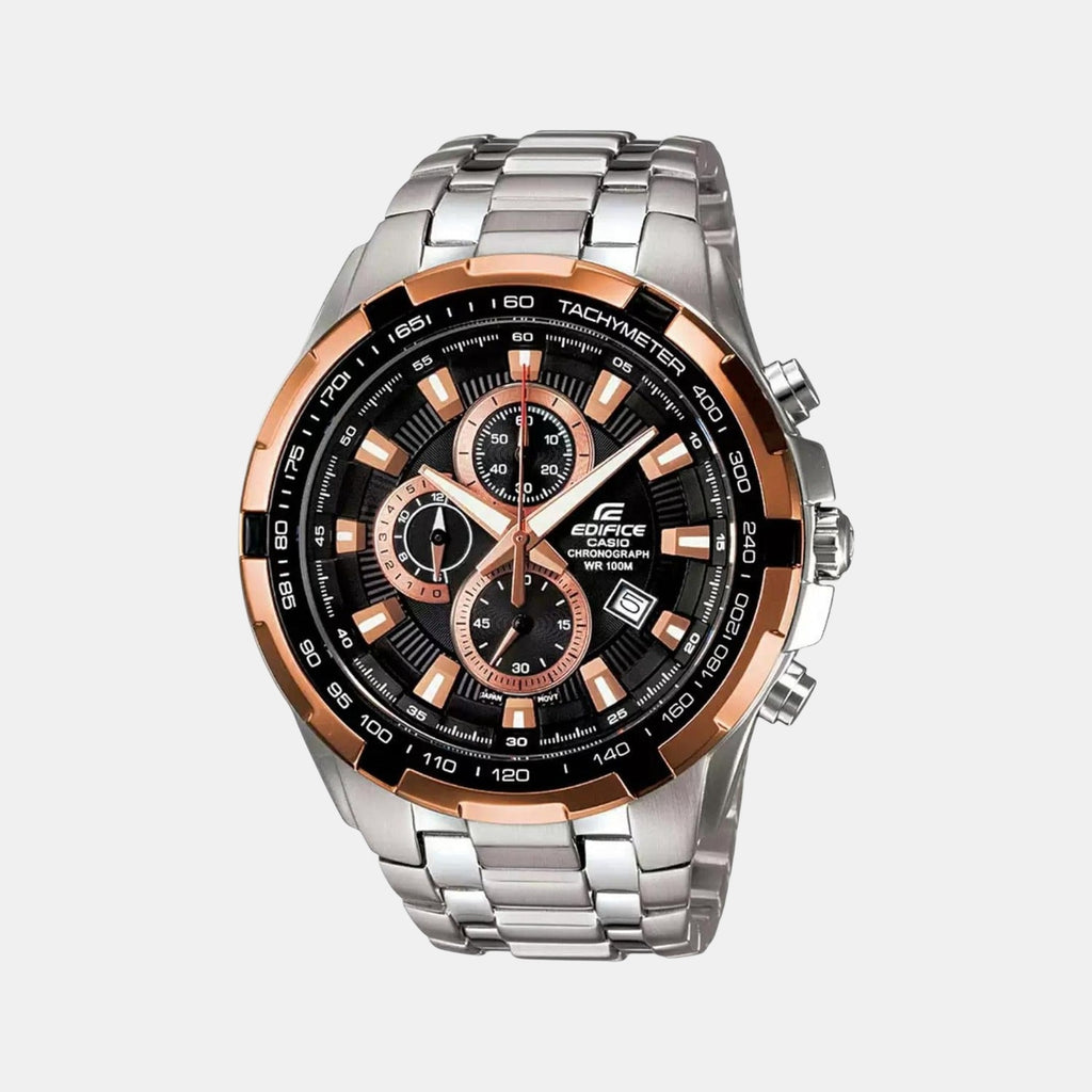 Edifice Men Quartz Black Dial Chronograph Stainless Steel Watch ED368