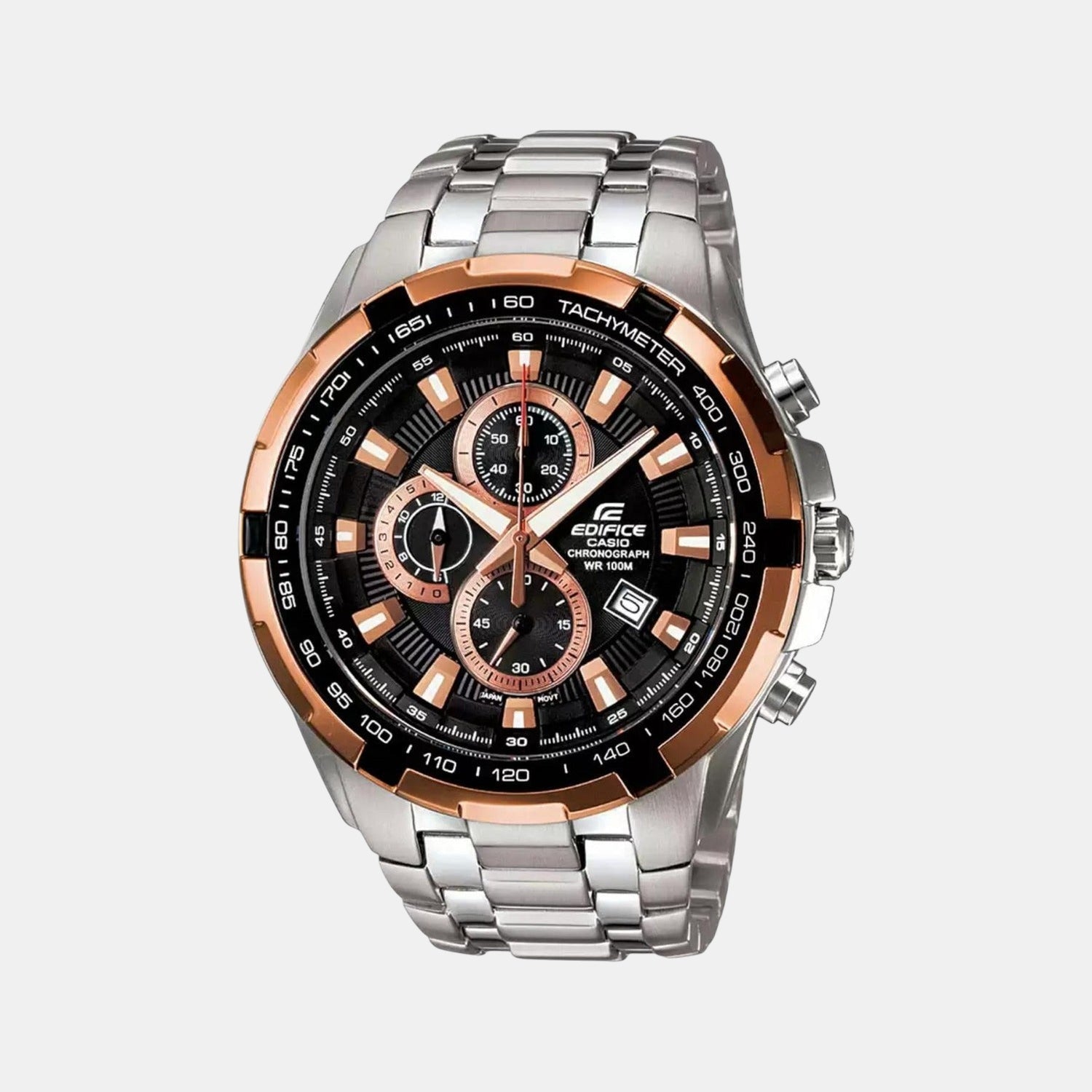 Edifice Men Quartz Black Dial Chronograph Stainless Steel Watch ED368