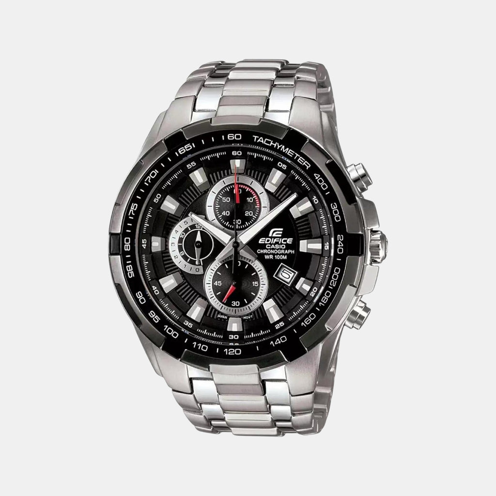 Edifice Men Quartz Black Dial Chronograph Stainless Steel Watch ED369