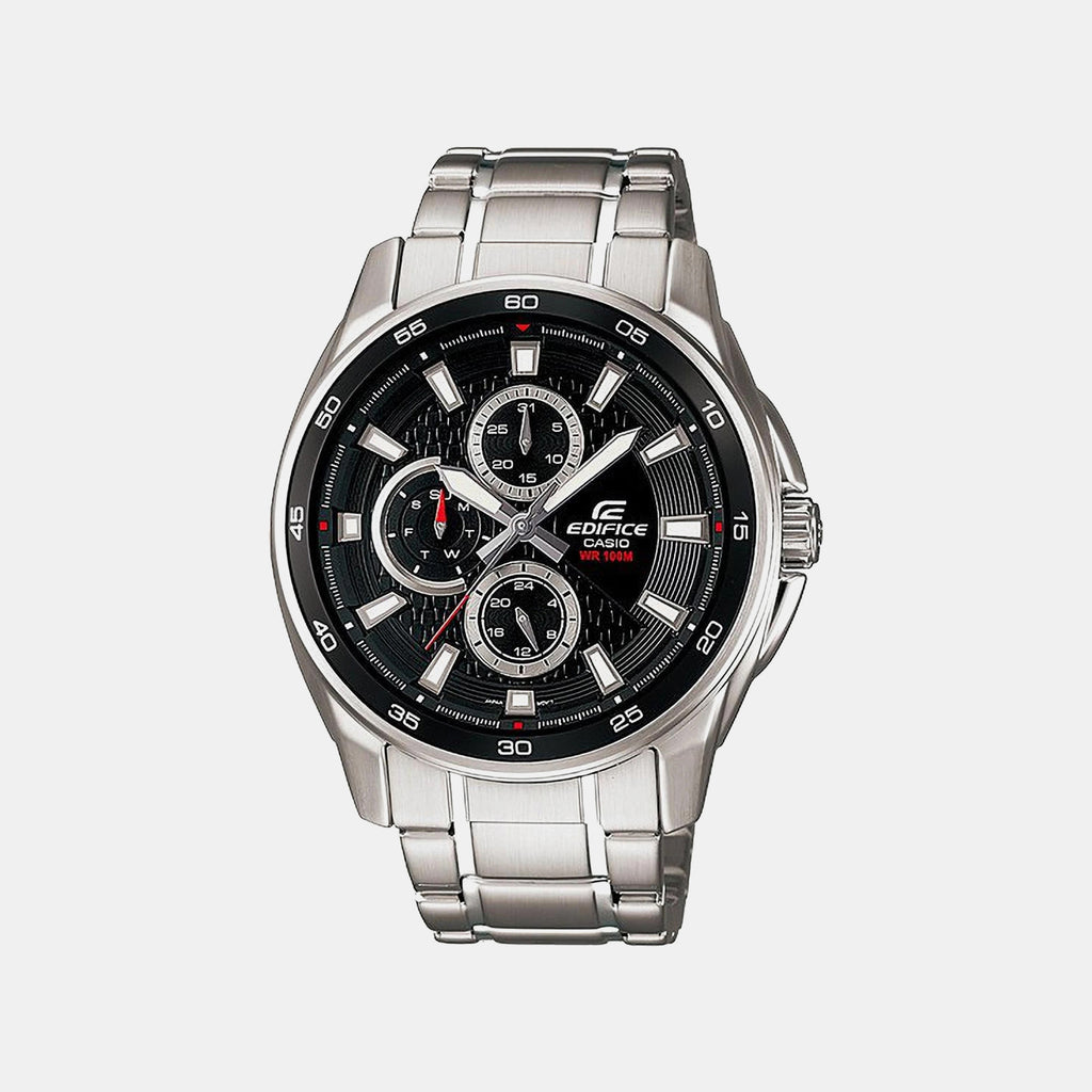 Edifice Men Quartz Black Dial Chronograph Stainless Steel Watch ED420