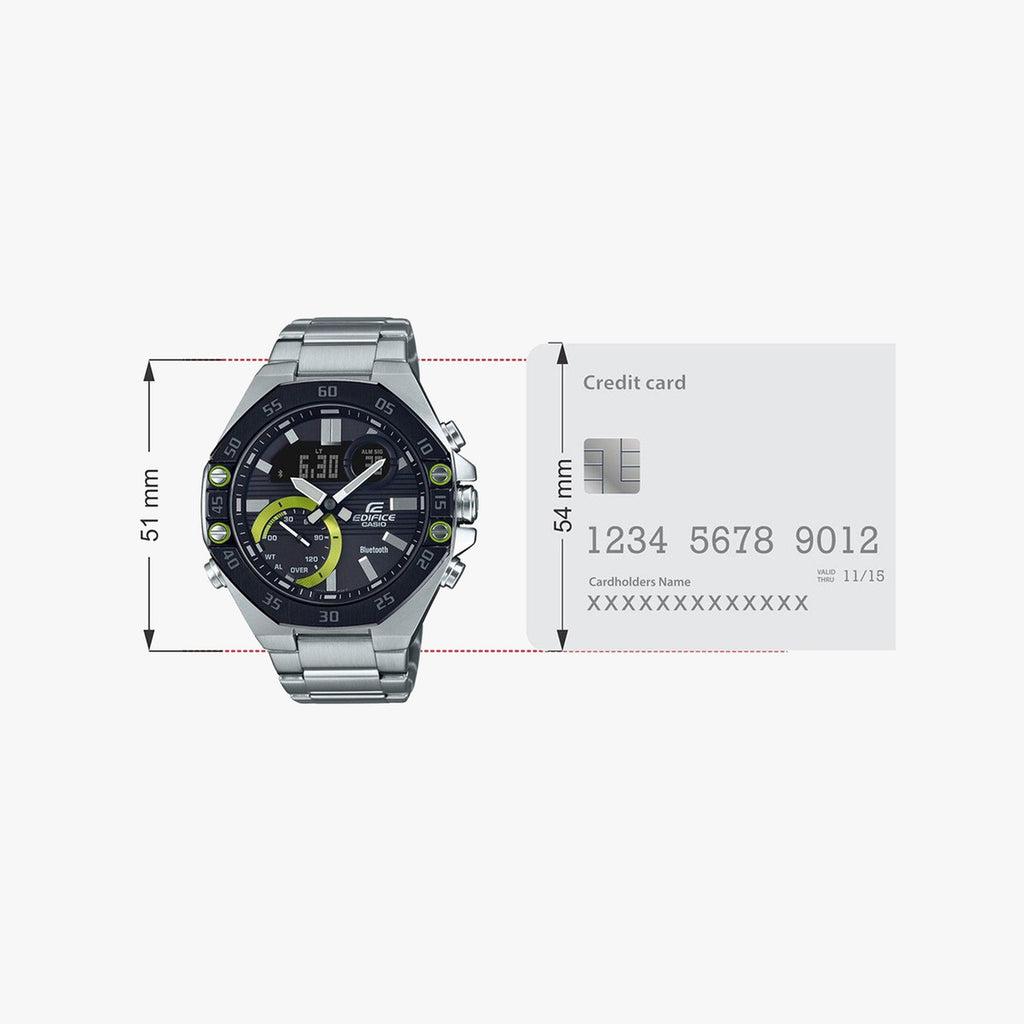 Edifice Men Quartz Black Dial Analog-Digital Stainless Steel Watch ED493