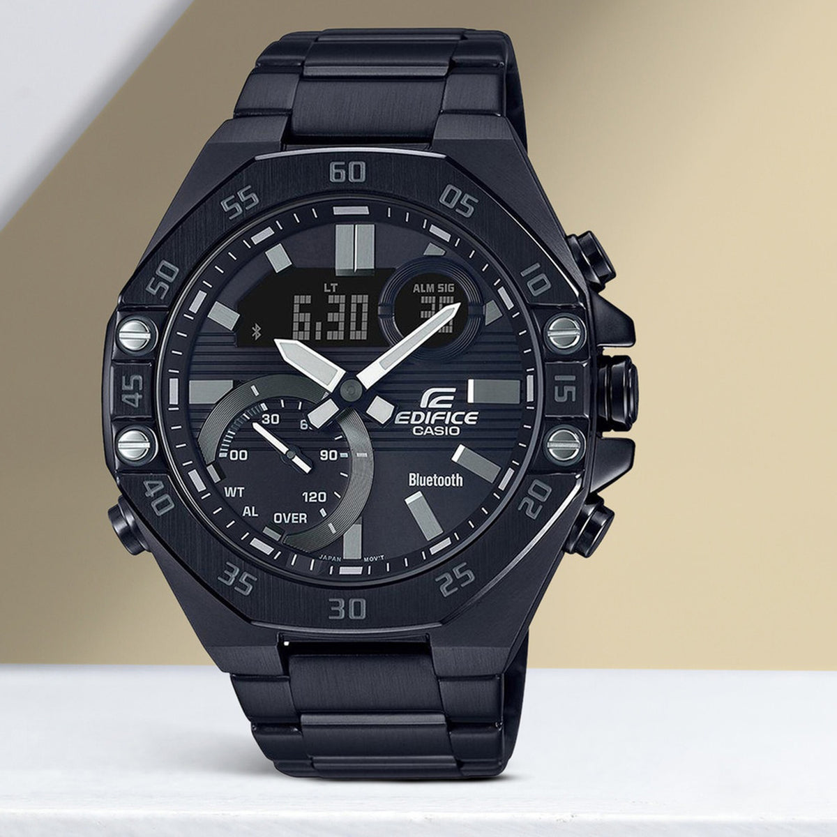 Edifice Men Quartz Black Dial Analog-Digital Stainless Steel Watch ED494