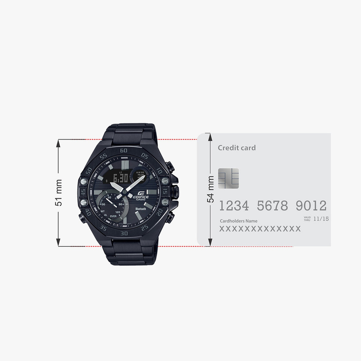 Edifice Men Quartz Black Dial Analog-Digital Stainless Steel Watch ED494