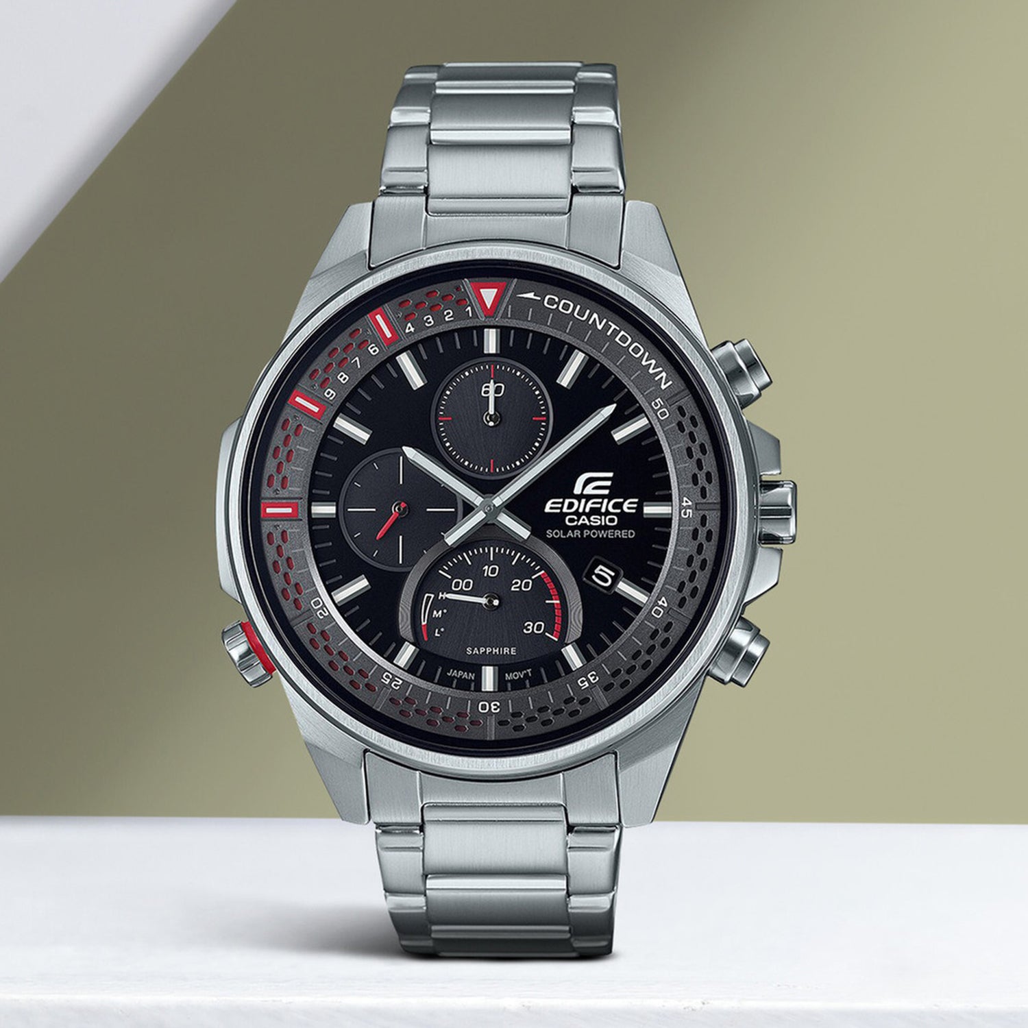 Edifice Men Quartz Black Dial Chronograph Stainless Steel Watch ED509