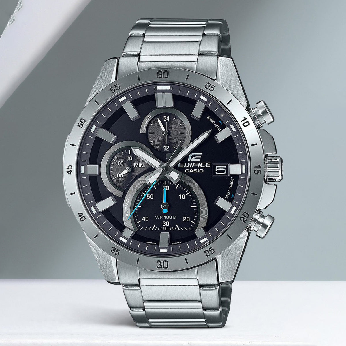 Edifice Men Quartz Black Dial Chronograph Stainless Steel Watch ED512
