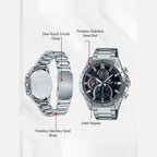 Edifice Men Quartz Black Dial Chronograph Stainless Steel Watch ED512
