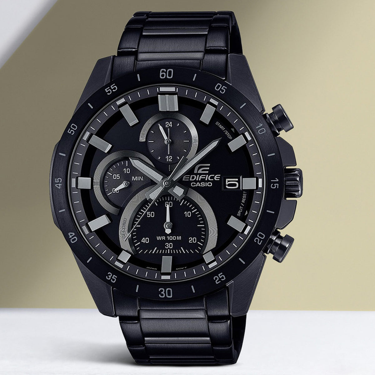 Edifice Men Quartz Black Dial Chronograph Stainless Steel Watch ED517