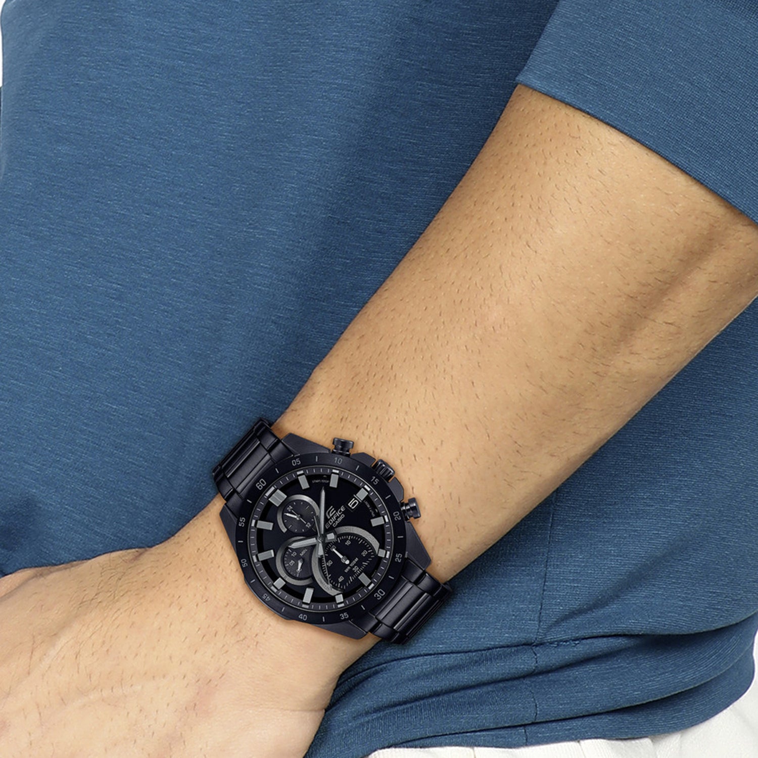 Edifice Men Quartz Black Dial Chronograph Stainless Steel Watch ED517