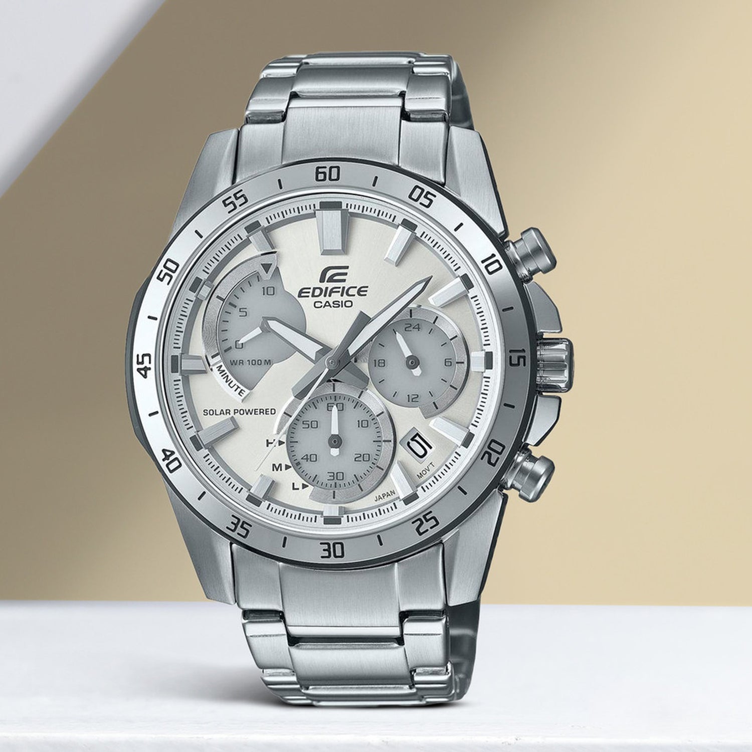 Edifice Men Quartz Silver Dial Chronograph Stainless Steel Watch ED528