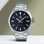 Edifice Men Quartz Black Dial Analog Stainless Steel Watch ED535