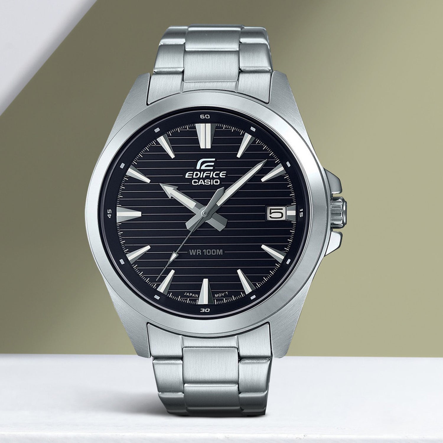 Edifice Men Quartz Black Dial Analog Stainless Steel Watch ED535