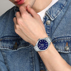 Edifice Men Quartz Blue Dial Analog Stainless Steel Watch ED536