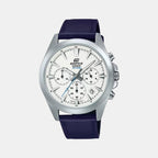 Edifice Men Quartz White Dial Chronograph Leather Watch ED543