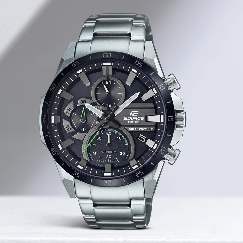 Edifice Men Quartz Black Dial Chronograph Stainless Steel Watch ED547
