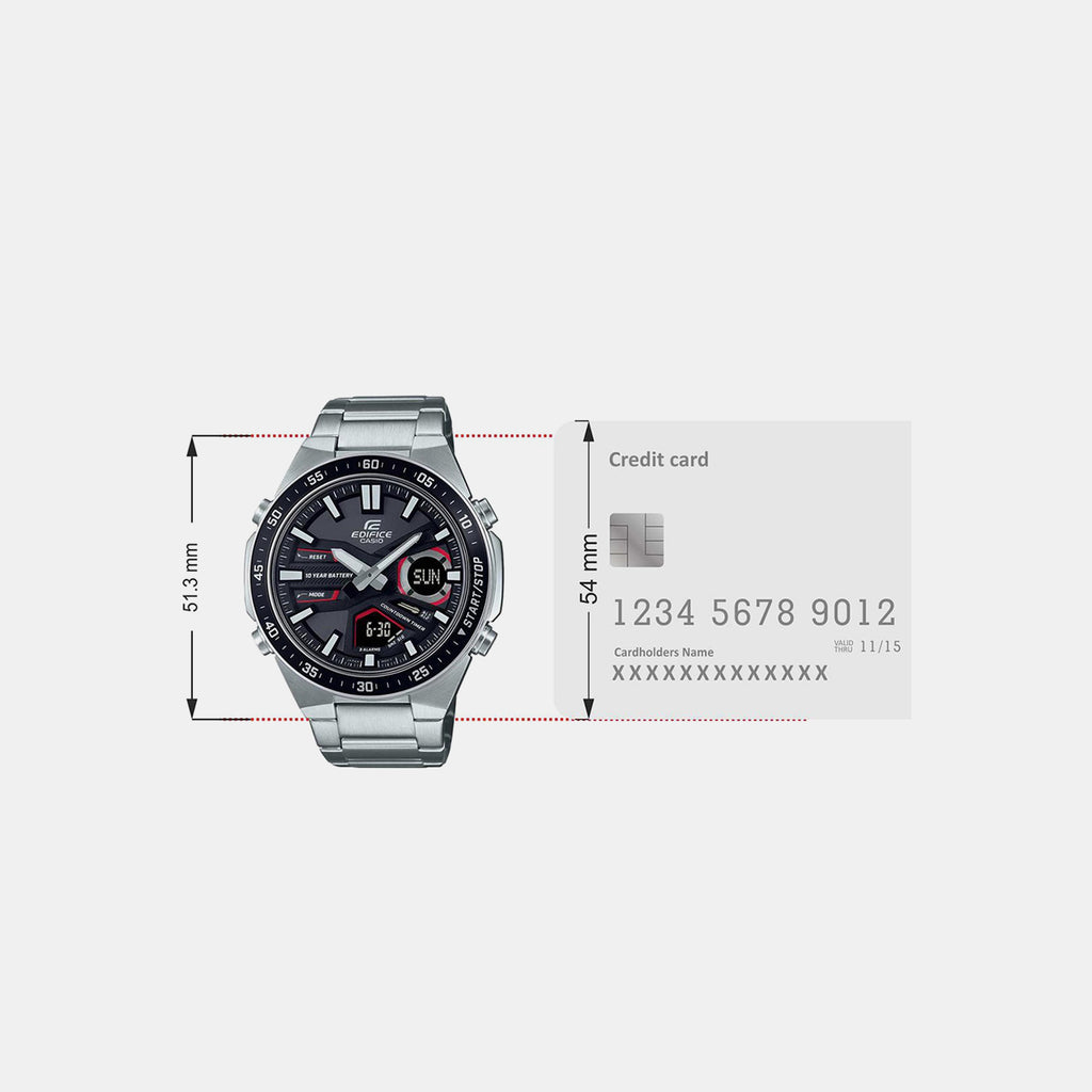 Edifice Men Quartz Black Dial Chronograph Stainless Steel Watch ED551