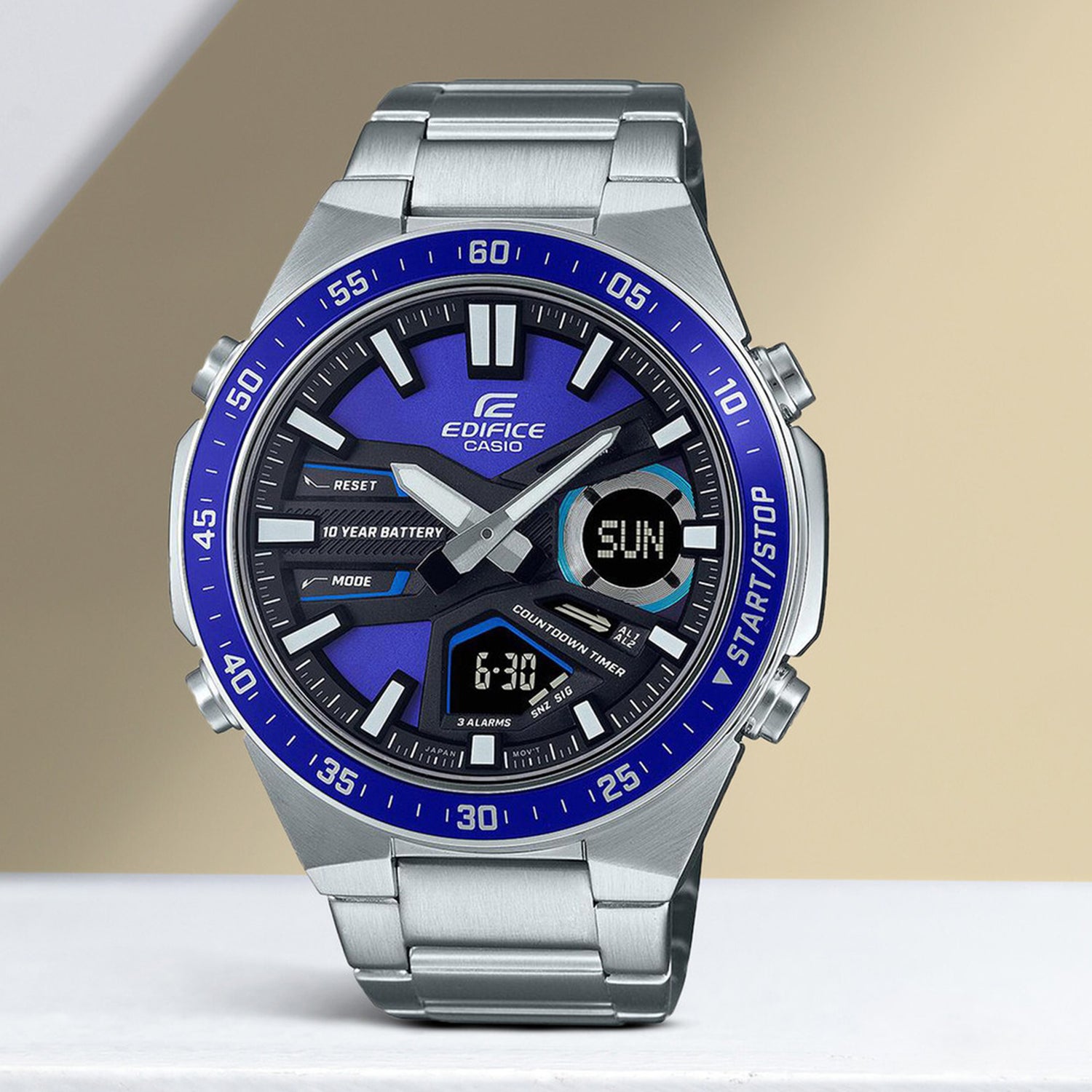 Edifice Men Quartz Blue Dial Chronograph Stainless Steel Watch ED552