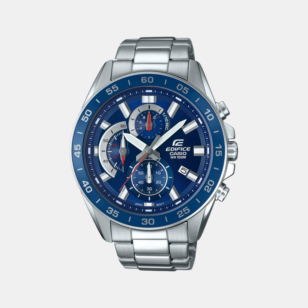 Edifice Men Quartz Blue Dial Analog Stainless Steel Watch ED555