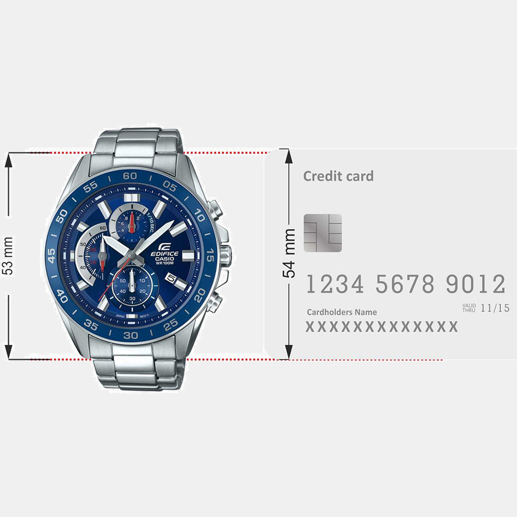 Edifice Men Quartz Blue Dial Analog Stainless Steel Watch ED555