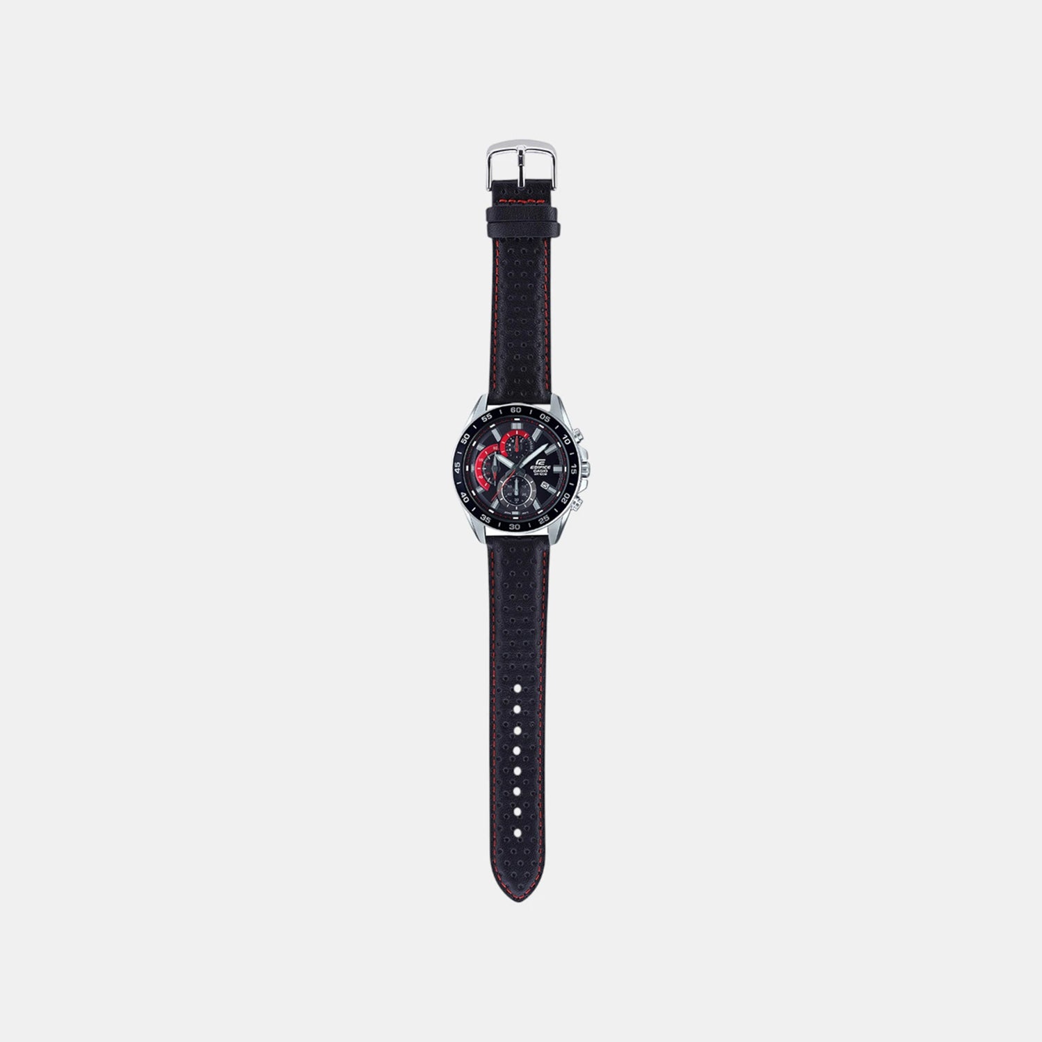 Edifice Men Quartz Black Dial Chronograph Leather Watch ED557