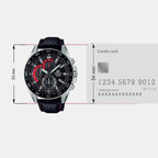 Edifice Men Quartz Black Dial Chronograph Leather Watch ED557