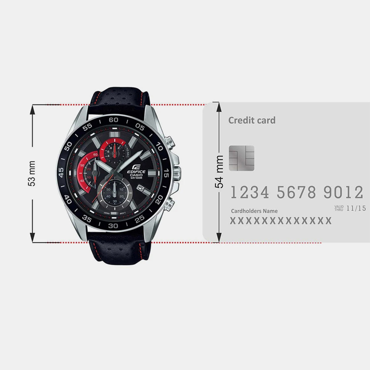 Edifice Men Quartz Black Dial Chronograph Leather Watch ED557