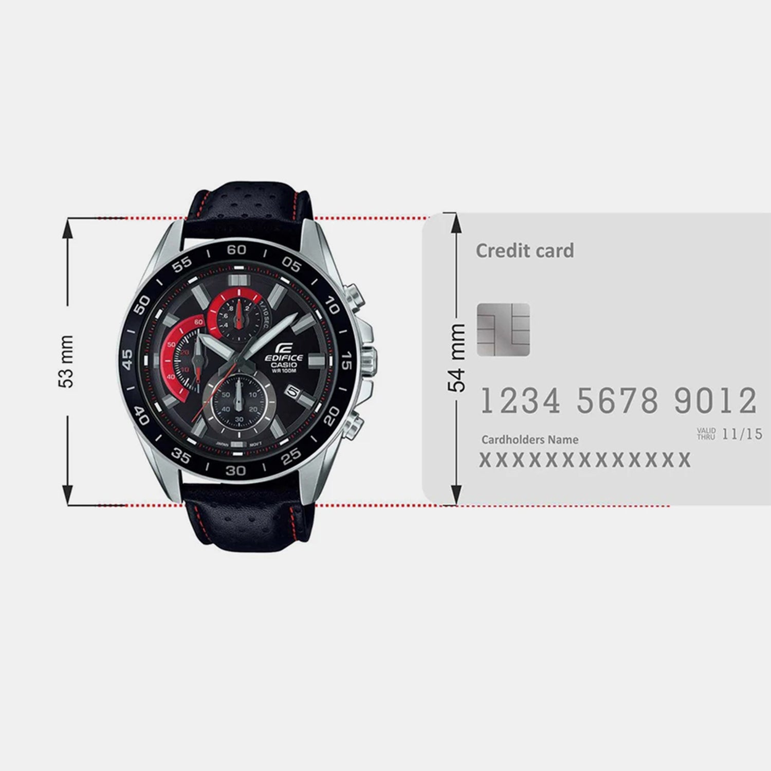 Edifice Men Quartz Black Dial Chronograph Leather Watch ED557
