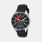 Edifice Men Quartz Black Dial Chronograph Leather Watch ED557