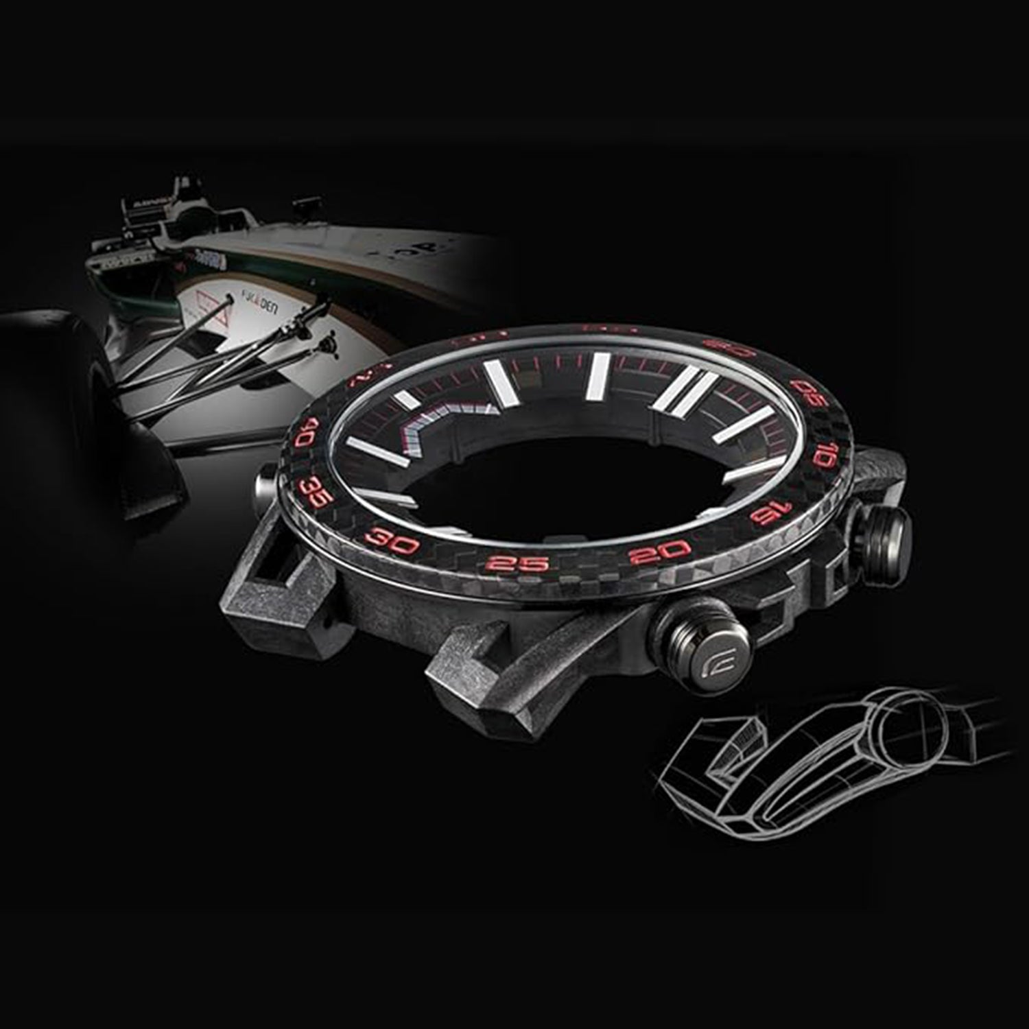Edifice Men Quartz Black Dial Analog-Digital Resin Watch ED563