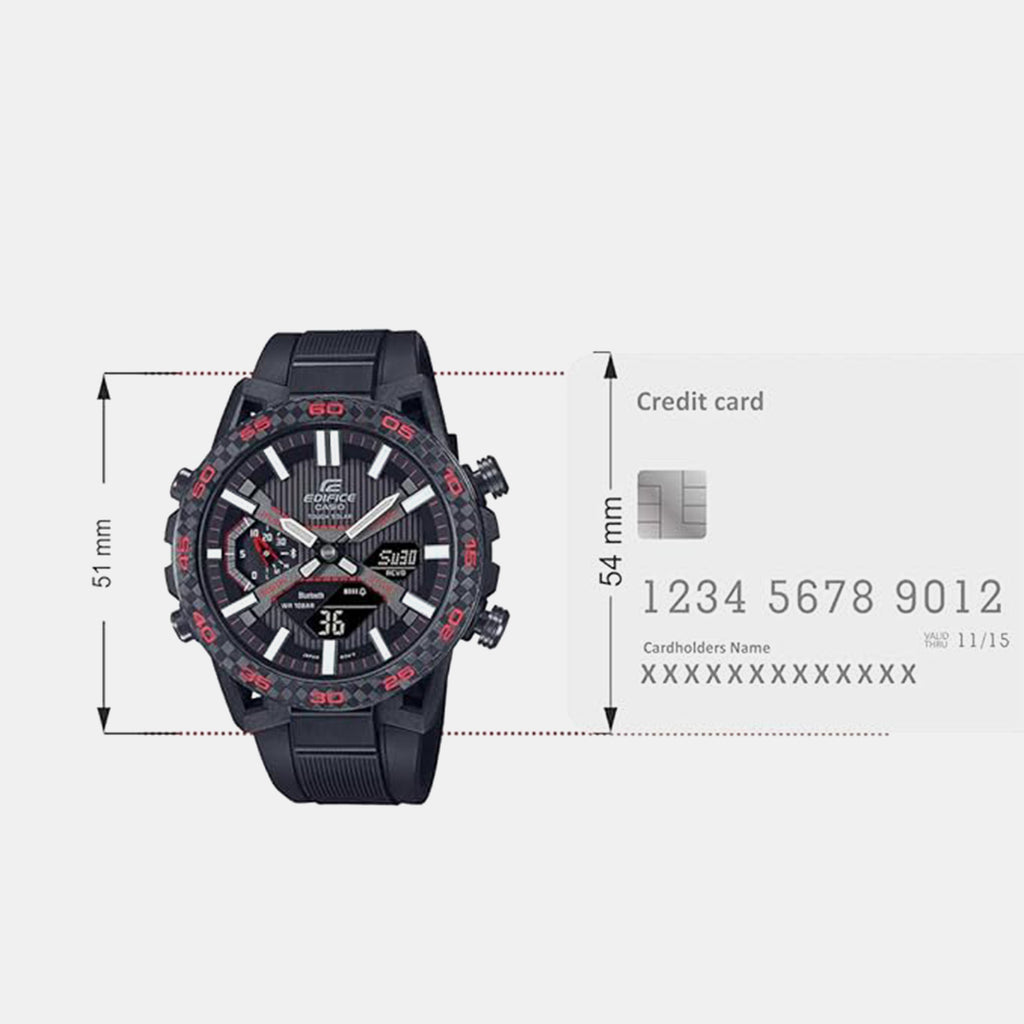 Edifice Men Quartz Black Dial Analog-Digital Resin Watch ED563