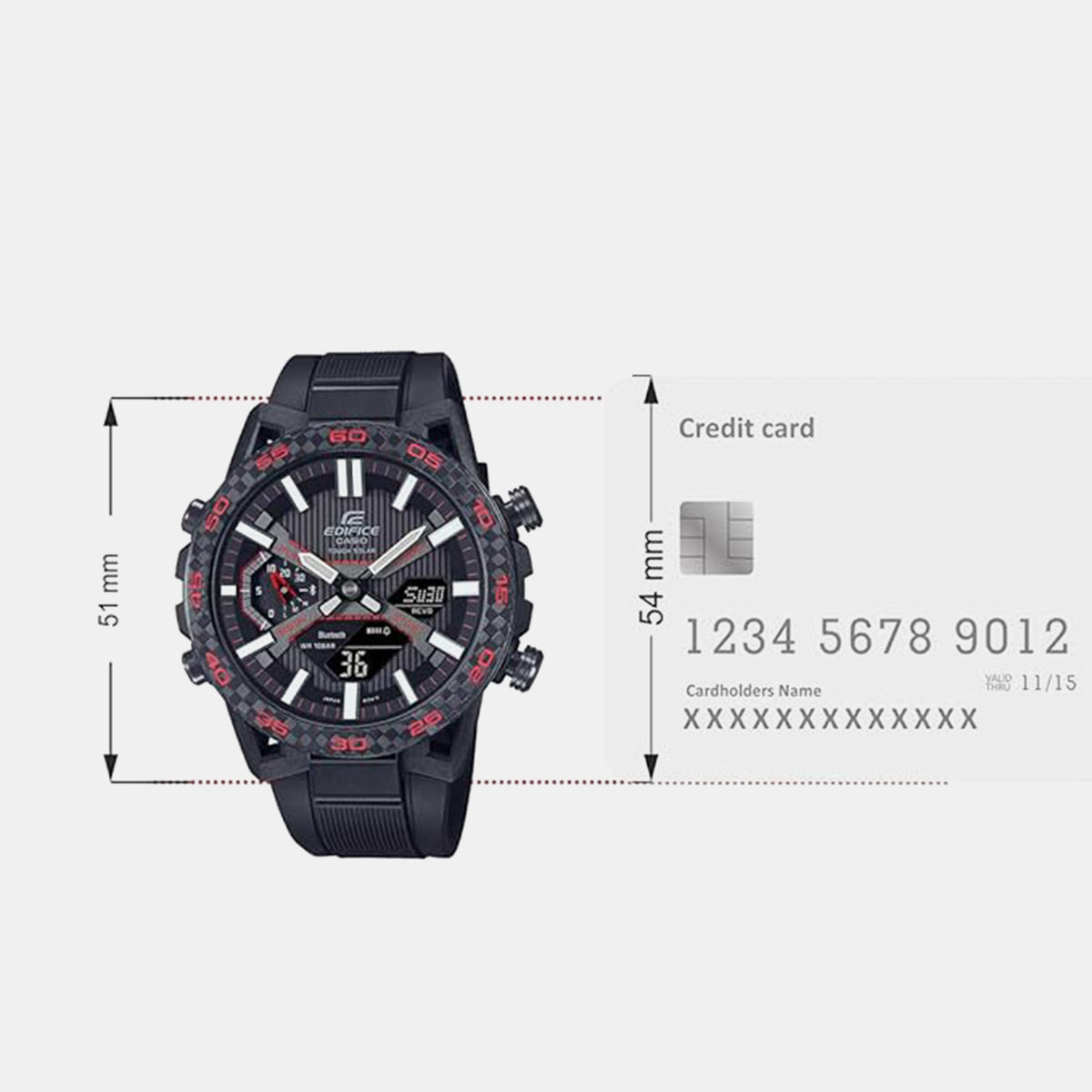 Edifice Men Quartz Black Dial Analog-Digital Resin Watch ED563