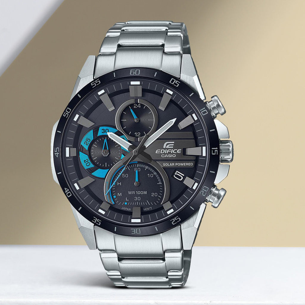 Edifice Men Quartz Black Dial Chronograph Stainless Steel Watch ED567
