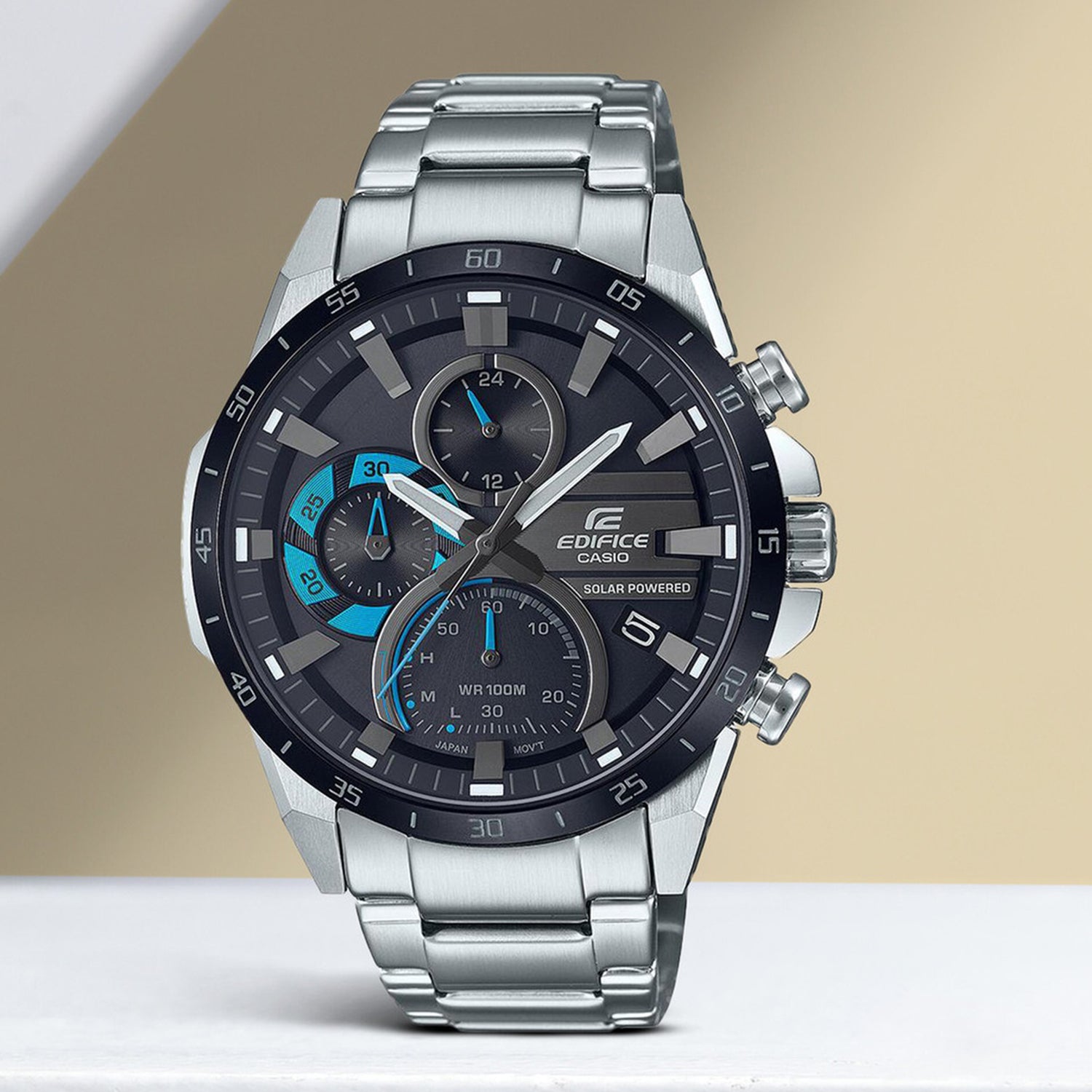Edifice Men Quartz Black Dial Chronograph Stainless Steel Watch ED567