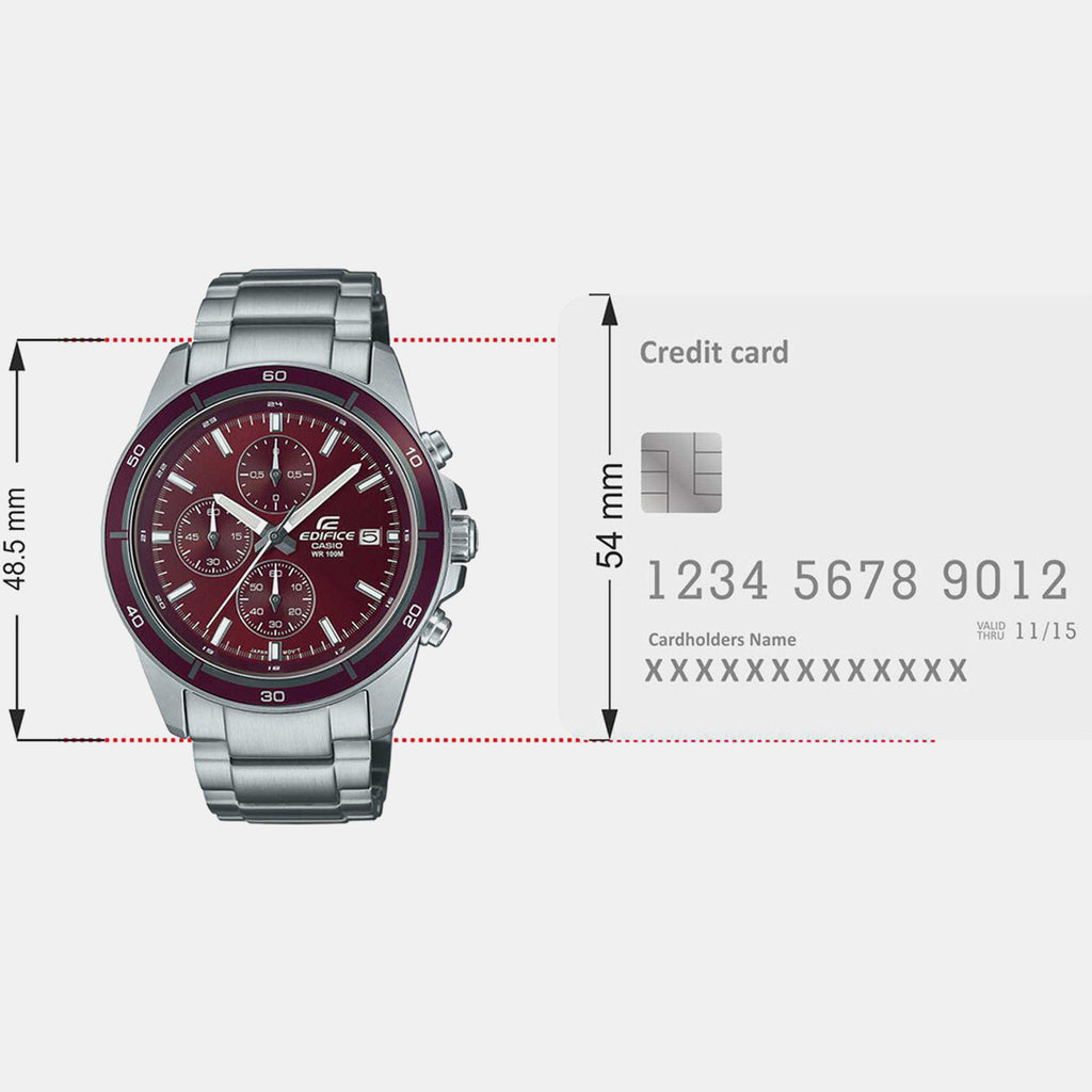Edifice Men Quartz Red Dial Chronograph Stainless Steel Watch ED569