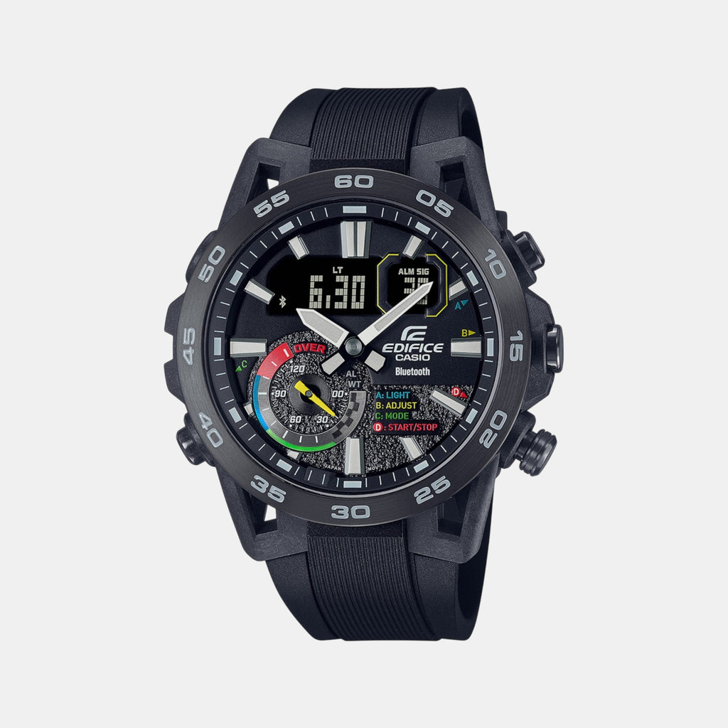 Edifice Men Quartz Black Dial Analog-Digital Resin Watch ED577