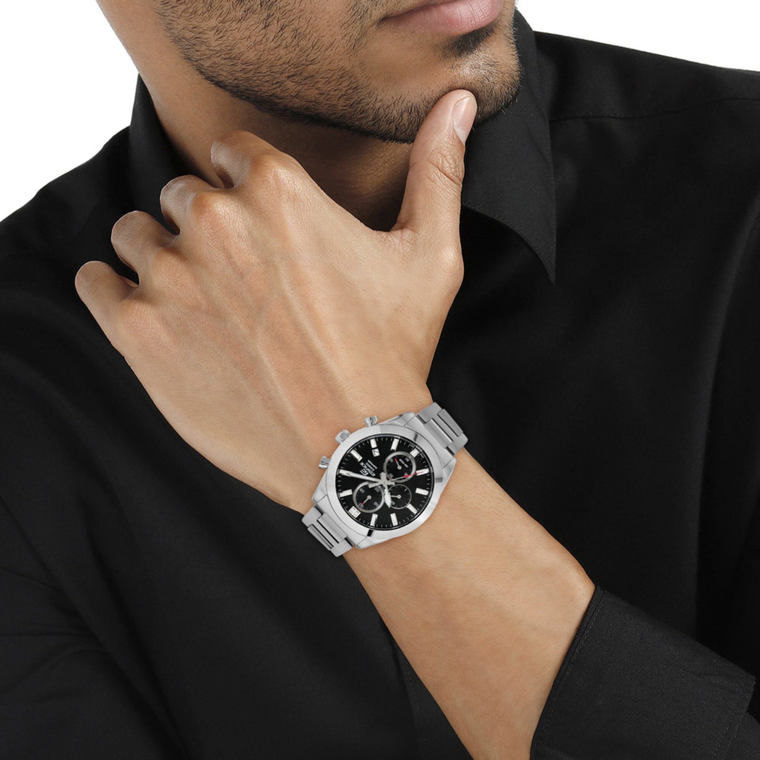 Edifice Men Quartz Black Dial Chronograph Stainless Steel Watch ED580