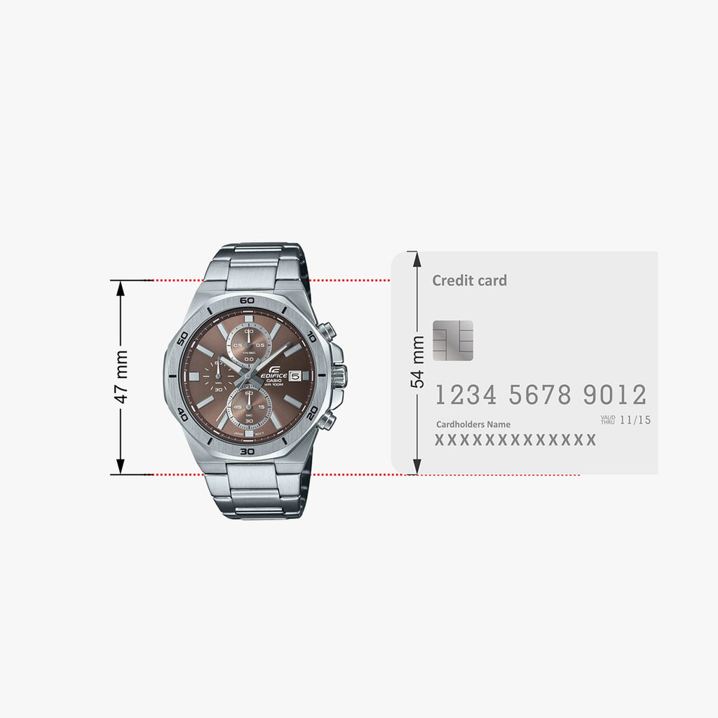 Edifice Men Quartz Brown Dial Chronograph Stainless Steel Watch ED585