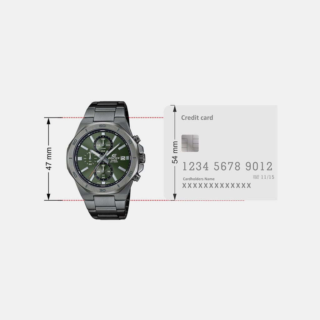Edifice Men Quartz Green Dial Chronograph Stainless Steel Watch ED586