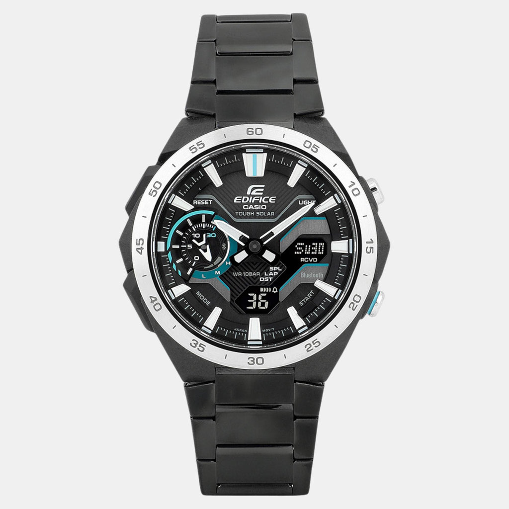 Edifice Men Quartz Black Dial Analog-Digital Stainless Steel Watch ED590