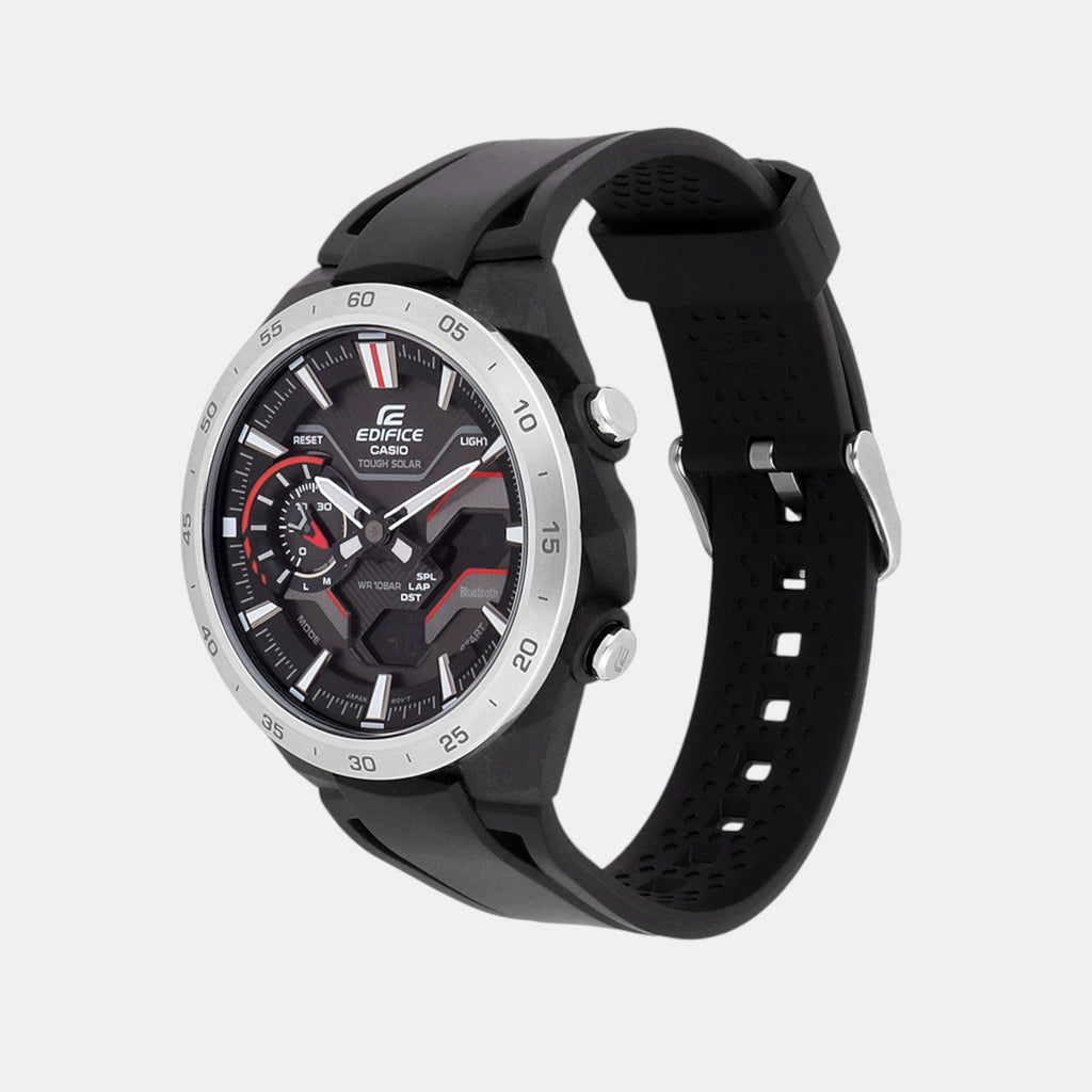 Edifice Men Quartz Black Dial Analog-Digital Resin Watch ED591