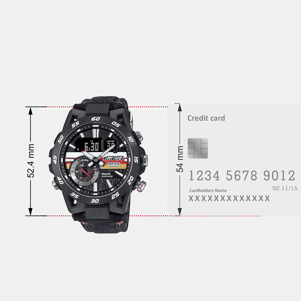 Edifice Men Quartz Black Dial Analog-Digital Leather Watch ED592
