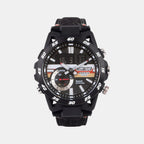 Edifice Men Quartz Black Dial Analog-Digital Leather Watch ED592