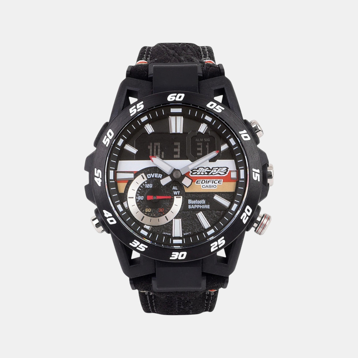 Edifice Men Quartz Black Dial Analog-Digital Leather Watch ED592