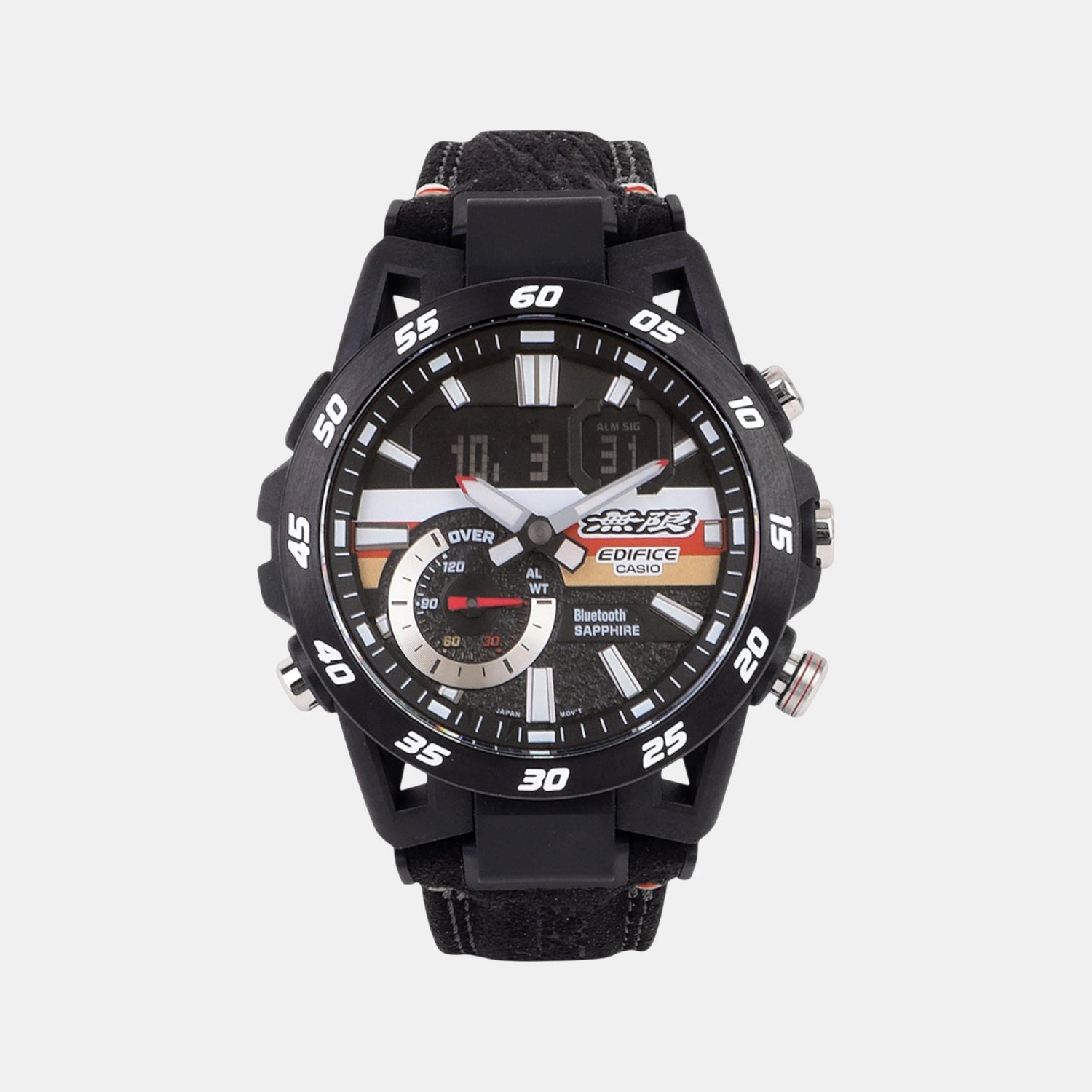 Edifice Men Quartz Black Dial Analog-Digital Leather Watch ED592