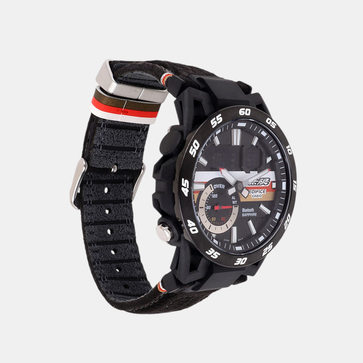 Edifice Men Quartz Black Dial Analog-Digital Leather Watch ED592