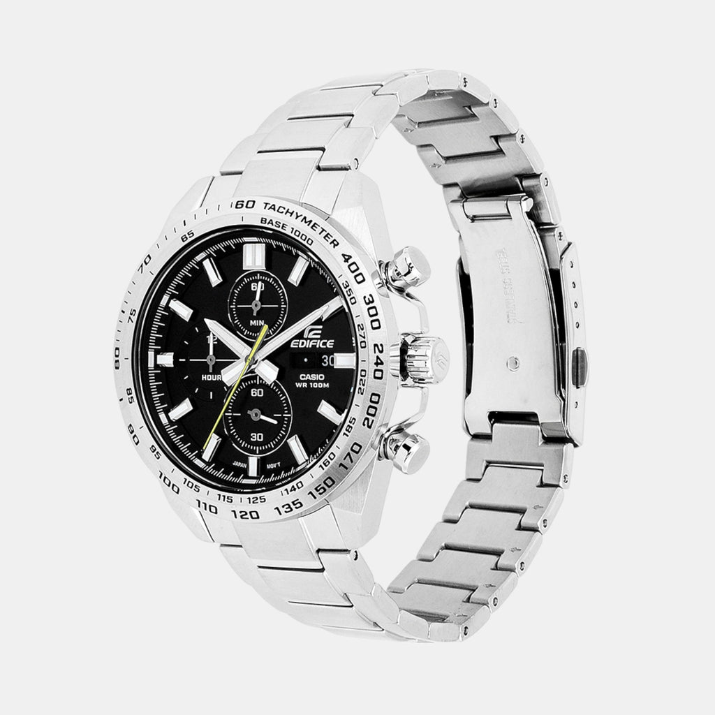 Edifice Men Quartz Black Dial Chronograph Stainless Steel Watch ED593