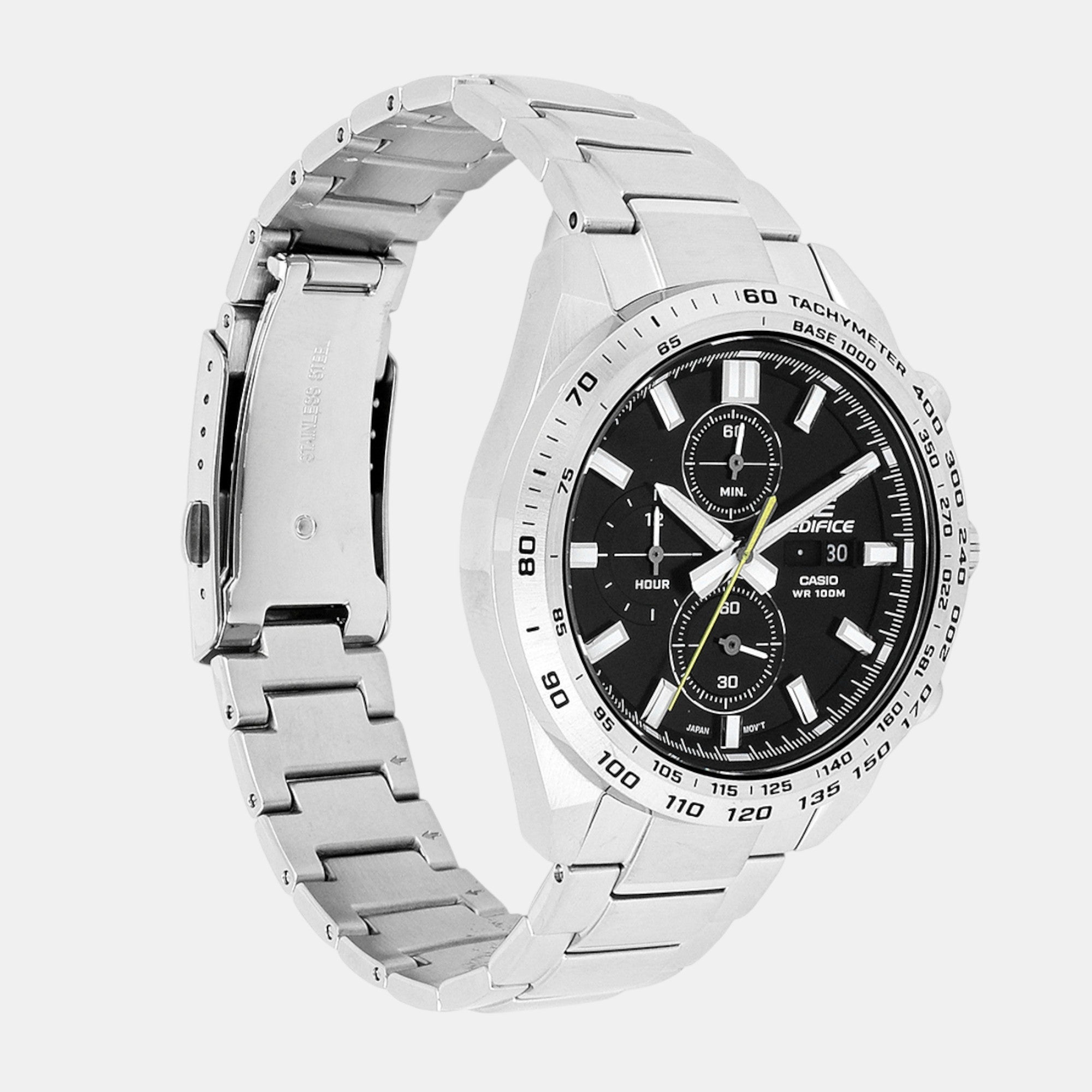 Edifice Men Quartz Black Dial Chronograph Stainless Steel Watch ED593