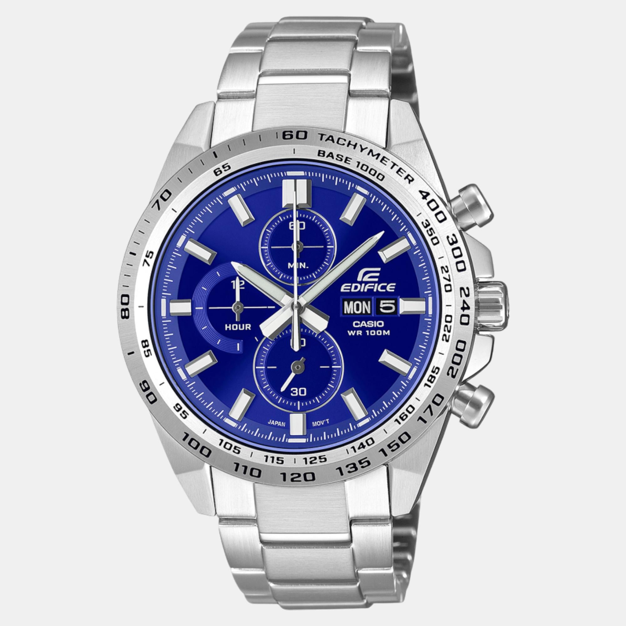 Edifice Men Quartz Blue Dial Chronograph Stainless Steel Watch ED594